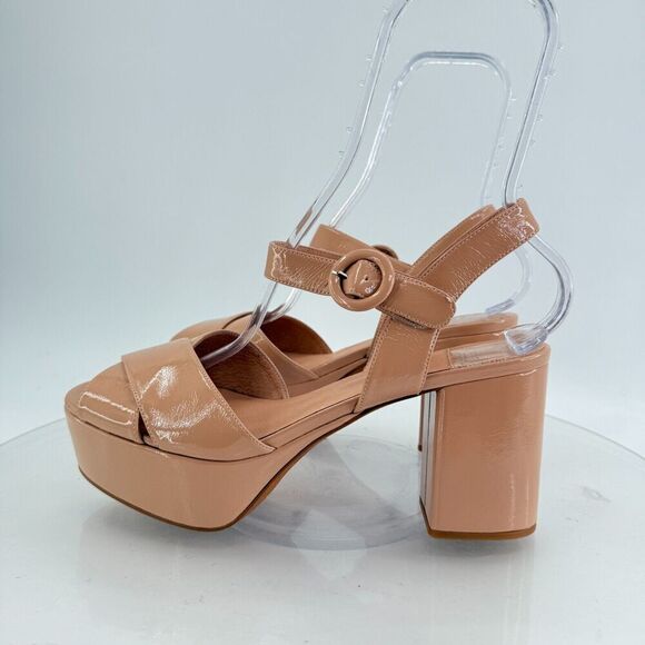 Jeffrey Campbell Platz Sandal Beige Tan Patent Leather Platform Heels Chunky 11 - Picture 10 of 16